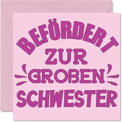 Stuff4 Karte zur Geburt Mädchen Junge, Befördert zur Großen Schwester | Babykarten zur Geburt Baby Karte Geburt Babyparty Herzlichen Glückwunsch, 145mm Glückwunschkarten Grußkarte