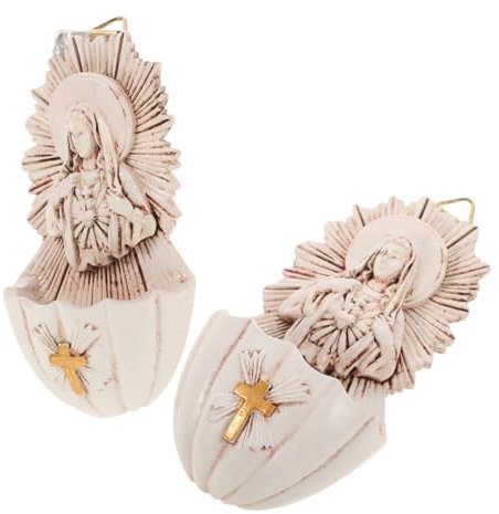 Garneck Wall Decor Holy Water Font Resin Catholic Cross Wall Art Home Decor Holy Water Holder for Entrance