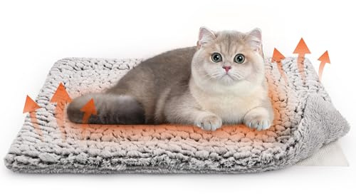 HezzLuv Manta Autocalentable para Gatos 70 x 48 cm, Manta Termica Animales, Almohadilla Antideslizante, Cojín de Calor, Cama para Gatos Suave y esponjosa, Lavable