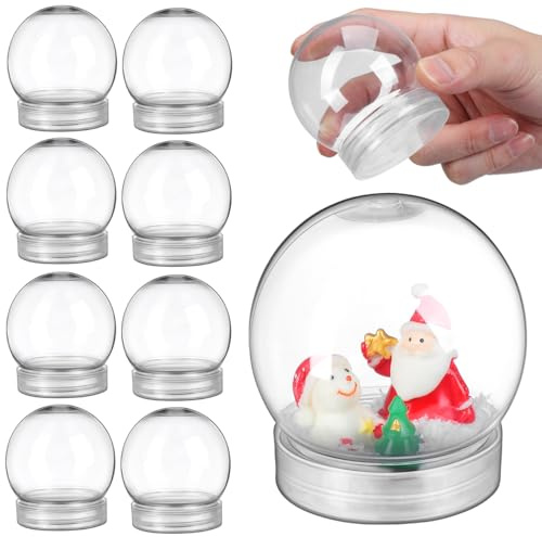 HANABASS Bola de nieve de plástico para manualidades, 10 unidades, con tapa desenroscable, bola de nieve rellenable transparente de plástico para manualidades de Navidad