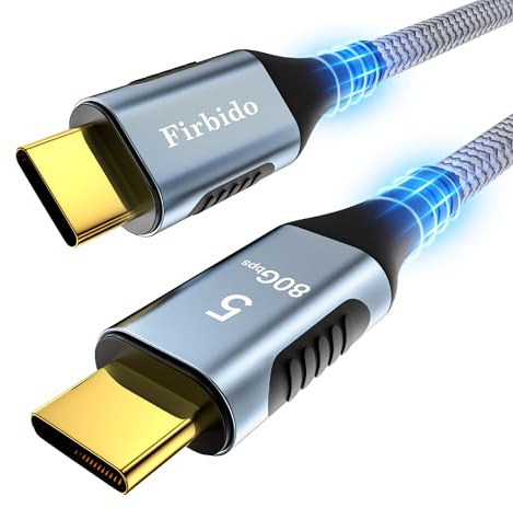 Firbido 6FT for Thunderbolt 5 Cable, High Speed 80Gbps, 120Gbps Bandwidth, PD 240W, 16K@60Hz, 8K@165Hz, 4K@540Hz for Thunderbolt 4, iPhone 17, Razer Blade, SSD, USB4, Mac mini M4