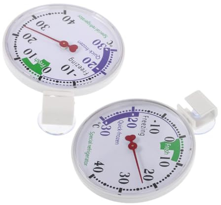 Termómetro para Refrigerador y Congelador, 2 Piezas, Plástico | Blanco, Portátil, para Medición en Frigoríficos Domésticos y Comercios, Uso Medicamentos