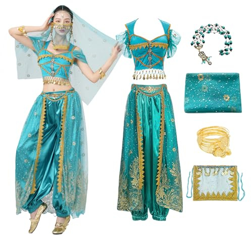 Baisdan Aladdin Halloween-Kostüm Jasmin Prinzessin Dress Up Party Bauchtanz Performance Kostüme Cosplay Outfits