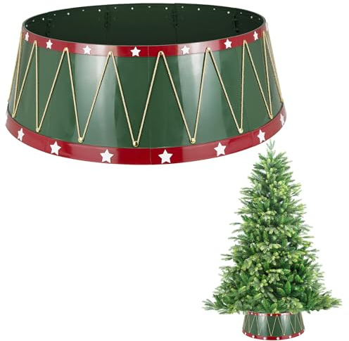 65 cm Weihnachtsbaum-Rock, faltbarer Weihnachtsbaumständer, Basisabdeckung, Kragen, Stamm, Korb, Ring für Baumschmuck