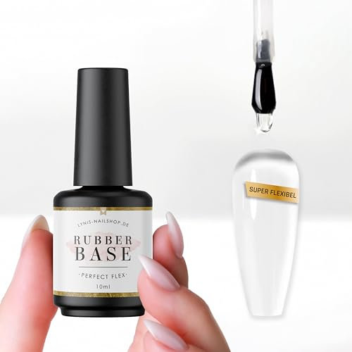 Rubber Base Gel Perfect Flex 10ml, Flexibles Aufbaugel für optimale Haftung, LED/UV Grundiergel & Base Coat, Selbstglättend, splitterfrei & stoßfest, Für Gelmodellage & Problemnägel, Lynis Nailshop.de