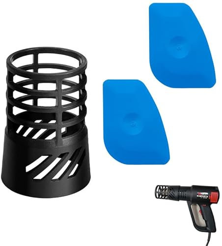 TorSor Heat Gun Hot Nozzle Guard Holder with 2 Small Vinyl Scraper Squeegee Heat Resistant Protective Case Shield Cover for Heat Gun Air Nozzles Kits Mouth Tips Attachment Heavy Duty Hot Air Gun Tool