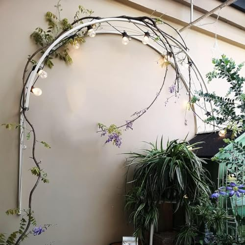 Soporte de metal para plantas de enrejado de jardín, arco montado en la pared para flores, hiedra, rosas, vides y pepinos, decoración de jardín al aire libre de 59 pulgadas (tamaño: 150 cm)