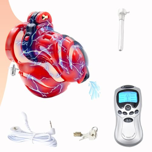 Neu Elektroschockkäfig Elektro Schock Chastity Cage Male Peniskäfig Elektrostimulation Keuschheitsgürtel Herren Keuschheitskäfig Cock Cage Fetisch Bondage SM Keuschheit Sex Spielzeug Für Männer (50mm)