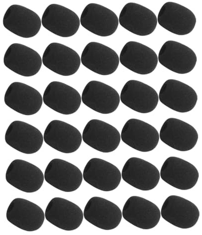 Parabrisas de Micrófono de Espuma Negro, 30 Piezas, para Mano | Reducción de Ruido, Protección Flexible, Instalación Fácil, Uso en Karaoke y Estudios