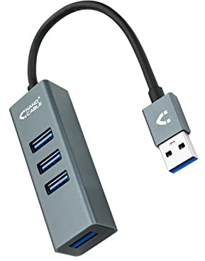 VoltShine Hub USB 3.0 4 Ports USB-A/M avec boîtier en Aluminium, 10 cm, idéal pour étendre Les connexions et la Transmission de données Rapide.