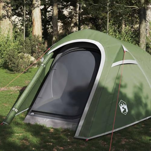 Tunneltält för 3 personer, grön, vattentät – 185T polyester med PU-beläggning – perfekt för camping och utomhusäventyr