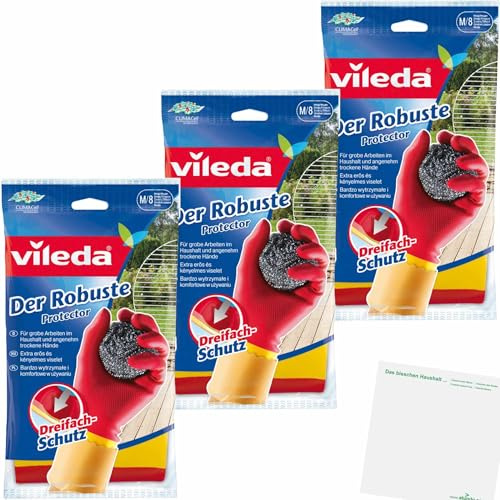 usy Bundle für Vileda Haushaltshandschuhe Der Robuste Protection 3er Pack (3xGröße M) Block