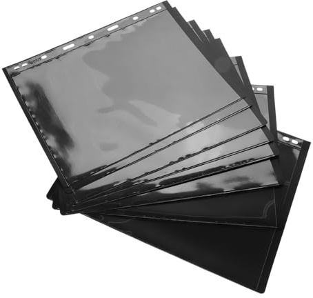 HOLIDYOYO Fogli per Collezioni di Francobolli 9 Fori Sfondo Nero, Inserti per Album di Francobolli Protettivi, Formato Standard, per Collezionisti, Set da 10 Pagine per Conservazione e Esposizione