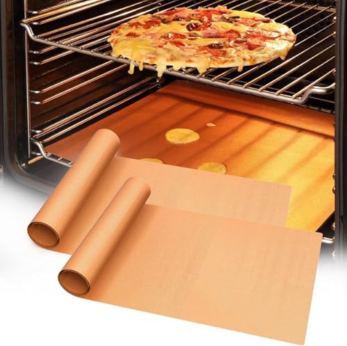 Revêtement de Four Grand Format, Plaque Feuille de Cuisson Four Accessoire, Papier Barbecue​Anti-Adhérent Nettoyable, Cuisson Barbecue Tapis Anti-adhérent four en Téflon pour le Fond du Four à Gaz