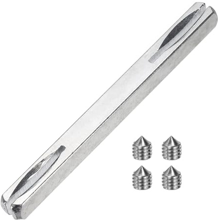 sourcing map Door Knob Spindle, 95mm Long Spare Door Handle Spindle Bar with Hex Screws, Square Doors Handle Parts Lock Replacement Part for Furniture Assembly, DIY Projects, Silver Tone