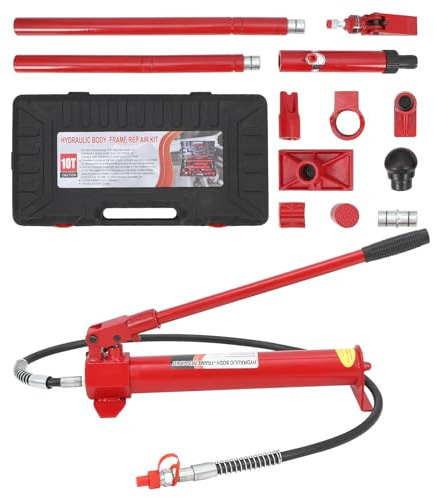 10 Ton Porta Power Kit, Auto Body Frame Repair Tool Set with Pump, Safe Valve Design & Easy to Carry Storage Case, Heavy Duty Hydraulic Ram with Overload Protection for Automotive Repairs