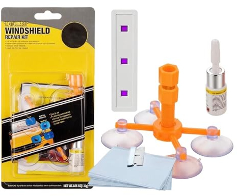Steinschlag Reparaturset Windschutzscheibe mit TYPE-C UV-Härtungslampe, Universelles Auto Glas Reparatur Set für Risse, Sternförmige Brüche & Spinnennetze, Scheibenreparatur Set für PKW