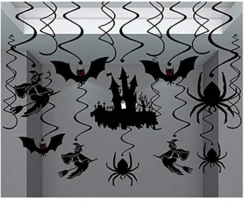 JYOHEY 30 Stück Spiralen Deko Kürbis Spinne Geist Schläger Hexe Halloween hänge deko Swirls Dekoration Für Halloween Party