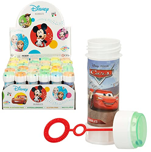 COLORBABY Pack 36 pomperos Disney Surtido 60 ml, Regalos cumpleaños para niños, decoración Infantil, Juguete Burbujas jabón (77095)