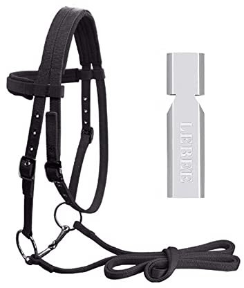 CLBING Träns justerbar hästhästhästgrimma och grimma hästkläde med och fast armbälte, svart M