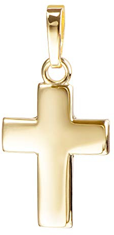 JEVELION Goldkreuz Kreuz-Anhänger in Hochglanz poliert für Damen, Herren und Kinder als Kettenanhänger 585 Gold 14 Karat + Schmuck-Etui