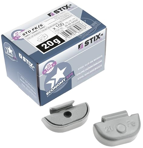 Stix Lot de 100 Masses d’équilibrage 20g en Acier FE/S pour Jantes Acier (2kg)