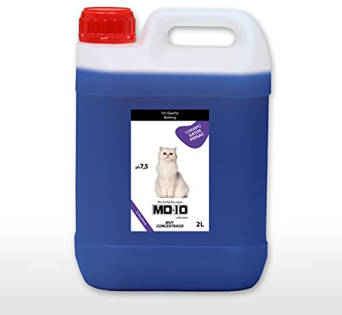 Champú para Gatos Persa - Champú Hidratante con Vitamina D-Pantenol - Pelo Largo y Grueso - Aporta Volumen y Brillo Sedoso - Facilita el Peinado - pH Neutro - 2 litros - MD10 Collection