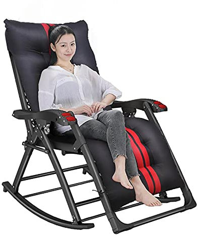 JLXJ Schaukelstühle Sessel Klappbarer Schaukelstuhl, Patio-Liegen Im Freien mit Weichen Kissen, Wasserdichter Großer Liegestuhl für Veranda Camping, Belastung: 250 Kg