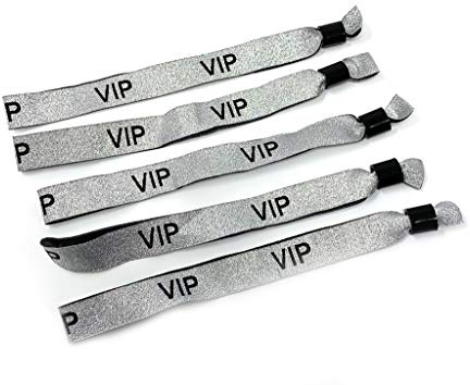 Twist4 VIP Stoff Einlassbänder VIP Stoffbänder Festivalbändchen Kontrollbänder VIP Eintrittsbänder- für Silvester Party Feste Festivals - twist4 (25, silber/schwarz)