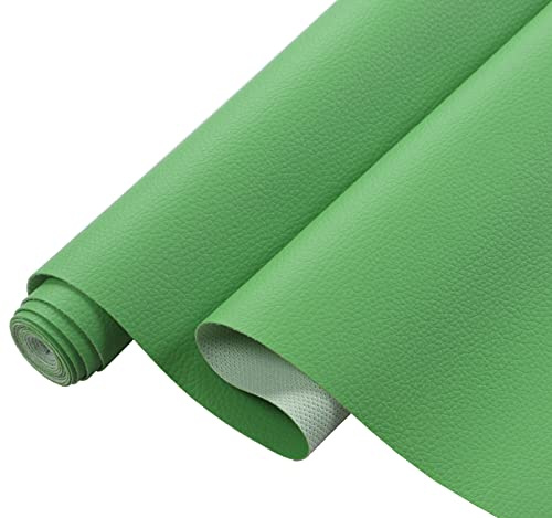 Picheng Lychee Texture Solid Color Faux Leather Sheets13.8 X53(35cmX135cm),Soft Faux Leather Roll Very Suitable for Making Crafts,Leather Earrings, Bows,Sewing DIY Projects (Green)