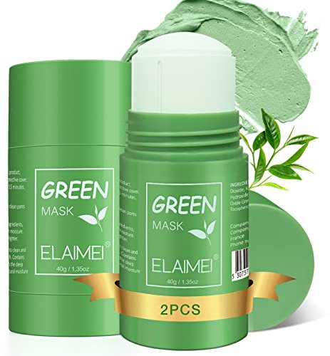 ONELUX 2 Pack Green Tea Mask, Green Tea Cleansing Mask Stick for Face, Green Tea Purifying Clay Stick Mask For Blackhead Remove, Solid Mask Deep Cleansing Mud for All Skin Types, 40.0 gram