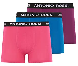 ANTONIO ROSSI (3/6er-Pack) Boxershorts Herren - Unterhosen Männer Multipack mit Elastischem Bund - Baumwollreich, Bequeme Herrenunterwäsche, Lila, Rosa, Blau (3er-Pack), XL