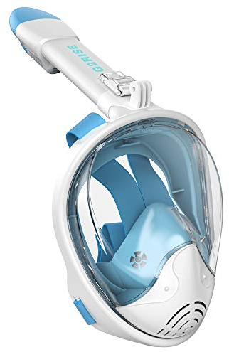 G2RISE SN01 Snorkelmask med avtagbart kamerafäste, anti-dimma och vikbar design, avancerat andningssystem för en säker snorklingsupplevelse för vuxna och barn (Svart/blå, XS).