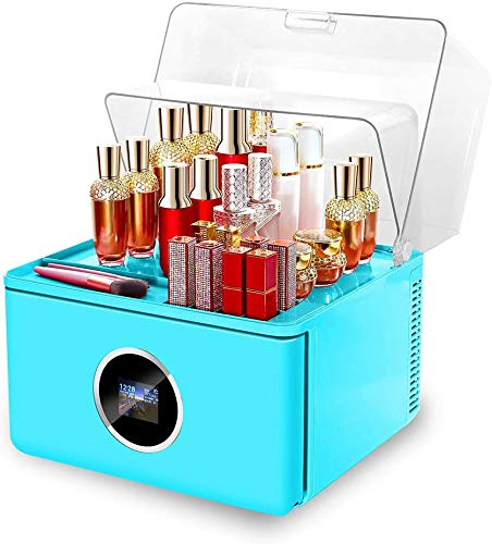 NMNMNM Mini réfrigérateur beauté 30L - Réfrigérateur Portable pour Soins de la Peau à température constante (Panneau LCD) pour Chambre à Coucher, Bureau, Bar, Blanc (Bleu)