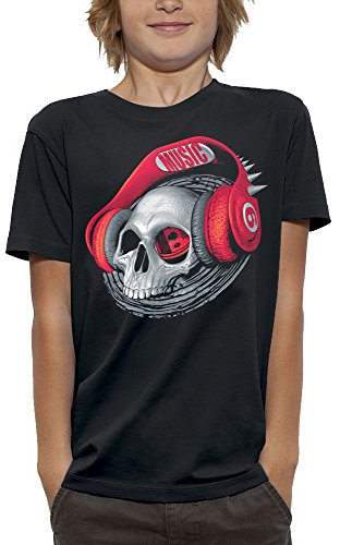 PIXEL EVOLUTION T-Shirt Crane Casque DJ Rouge Enfant - Taille 6 Ans - Noir