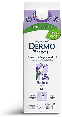 Dermomed, Eco-ricarica Crema di Sapone Mani Liquido Relax, Rende la tua Pelle Morbida e Vellutata, con Acido Ialuronico, Ripara e Idrata la Pelle, Dermatologicamente Testato, 900ml