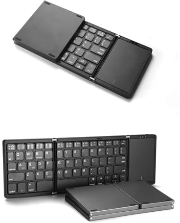Clavier Bluetooth Pliable, Clavier de Voyage Portable avec pavé Tactile, Clavier Pliable sans Fil pour Tablette, Smartphone, Clavier Poche Rechargeable pour iOS, Android