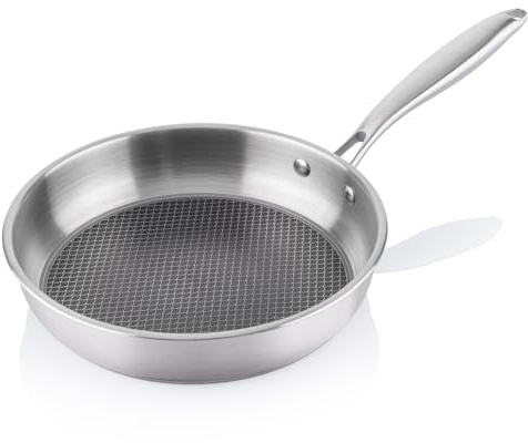 ETA Edelstahl-Induktionspfanne I Honeycomb I Pfanne 25 cm I Induktiongeignet I Edelstahl 18/10 I antihaftbeschichtet I spülmaschinenfest