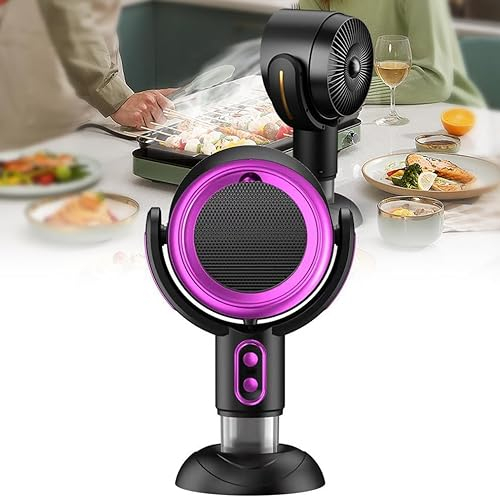 CYTBEK Desktop Range Hood, Portable Range Hood with 2 Speed Exhaust Fan, Detachable Filter Screen Adsorbed Oil, Low Noise Filtering Fumes, Kitchen Exhaust Fan for BBQ, Hot Pot purple