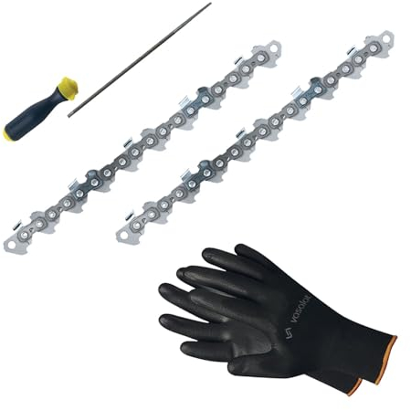 Kettensäge Zubehör - 2x Sägekette 35cm Picco Micro 3 Ersatzkette + Feilenheft mit Feile 3,2mm
