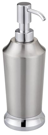 iDesign Stainless Steel Soap Dispenser Pump, The Preston Collection – 2.9 x 2.9 x 8.5”, Brushed & Chrome Split Finish