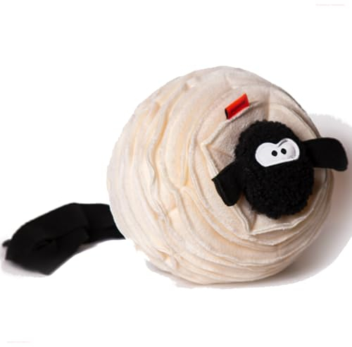 Schnüffelball für Hunde | Hundespielzeug LOU THE SHEEP | Widerstandsfähiges Intelligenzspielzeug für Hunde | Schnüffelteppich für Hunde in Weiß | Dog Toys und Hundespielzeug Intelligenz 26x20cm