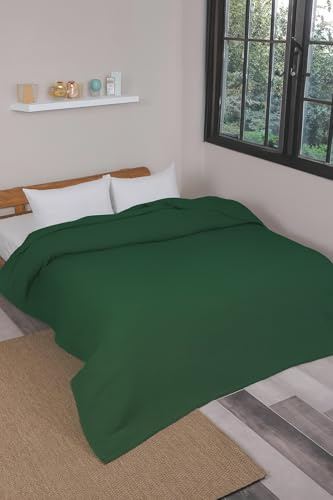 nottoc Tagesdecke Grün 160x220cm Einzelbettdecke - Premium Waffelpique 100% Baumwolle - Leichte Sommerdecke in Waffeloptik - Baumwolldecke als Bettüberwurf, Sofaüberwurf, Couch überwurf - Sofadecke