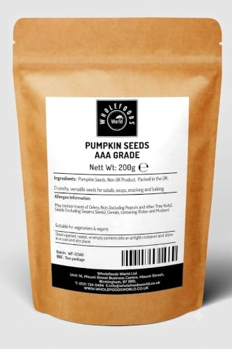 Wholefoods World Pumpkin Seeds | Sun Dried | Non-GMO | Suitable for Vegetarians and Vegans (200g)