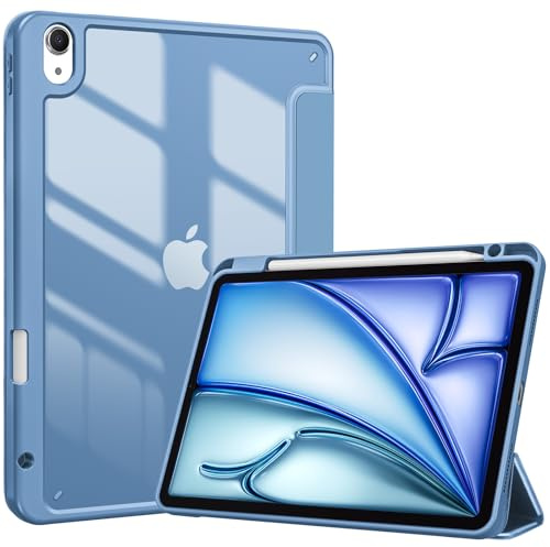 ProCase Hülle für iPad Air 11 Zoll (M4 2026/M3 2025/M2 2024)/ iPad Air 6/5/4 Gen 10,9 Zoll (2022/2020) mit Stifthalter, Case Cover mit transparenter Rückseitenschale Schutzhülle -HellBlau