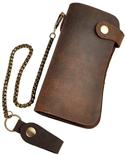 LVUNZJCA Herren-Geldbörse mit Kette Herren-Scheckheft-Organizer-Brieftasche aus Leder