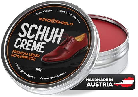 INNOSHIELD® Crema per scarpe in pelle rossa – Cura delle scarpe, 100 ml – Crema per scarpe rosse o colore rosso impregnato e protegge la pelle in modo molto efficace. Formula di alta qualità con