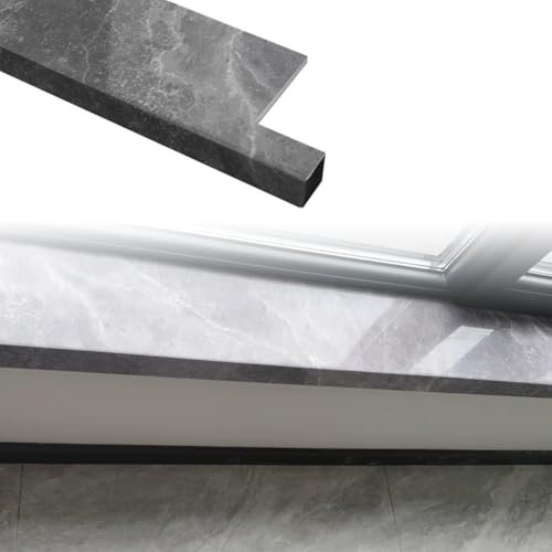 SDFVSDF Fensterbank Graue Fensterbankabdeckung mit Marmormaserung, Wasser-/ Öldichte Kantenschutzplatte für Erkerfenster in Der Küche, Fensterbankabdeckung mit Nase(220x12cm/86.6x4.7in)