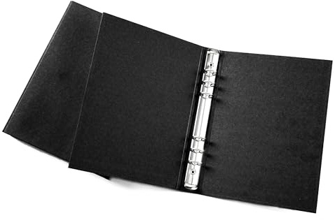 SXIUU A5 Six Ring Binder, Kraft Paper Binder, 2 Pieces A5 Binders with 6 Rings for Adding Brochure Covers Papers Loose Sheets (Black)