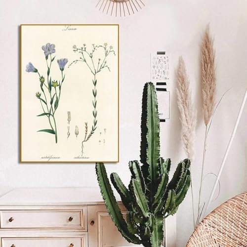 GOSRD Vintage Botanischer Farn Poster Leinwandgemälde Drucke, Moderne Blumenwandkunst Bild für Wohnzimmer Wohnkultur 15,7 x 23,6(40x60cm) Kein Rahmen